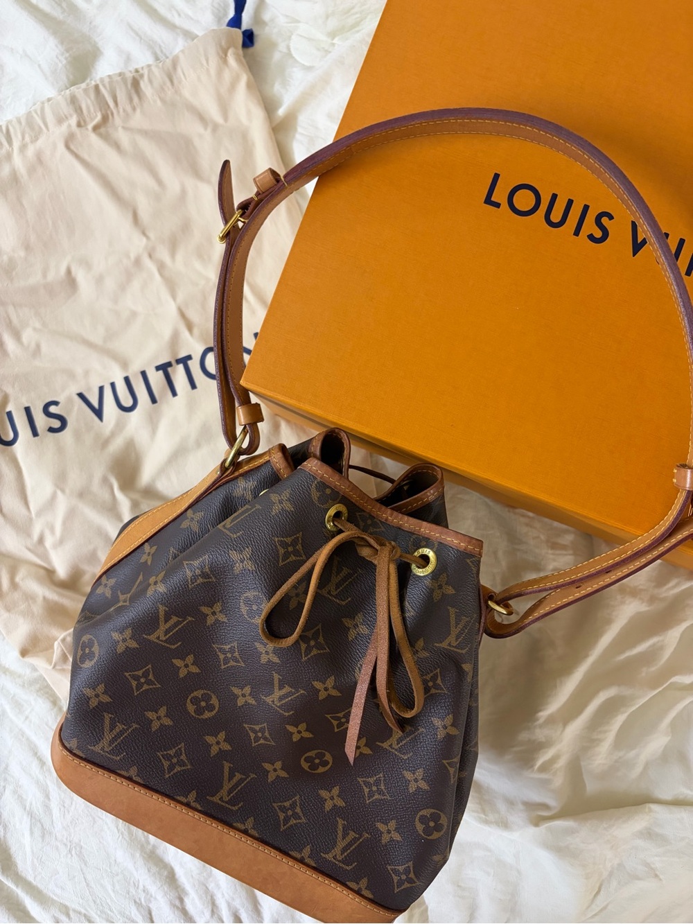 Authentic Louis Vuitton Petit Noé Monogram Canvas Bucket Bag M40818